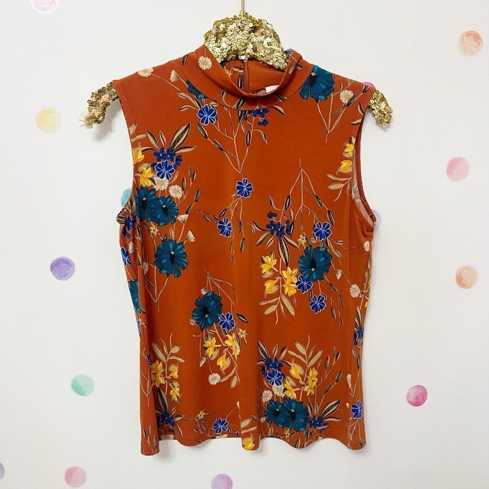 Floral Sleeveless Top - Rust